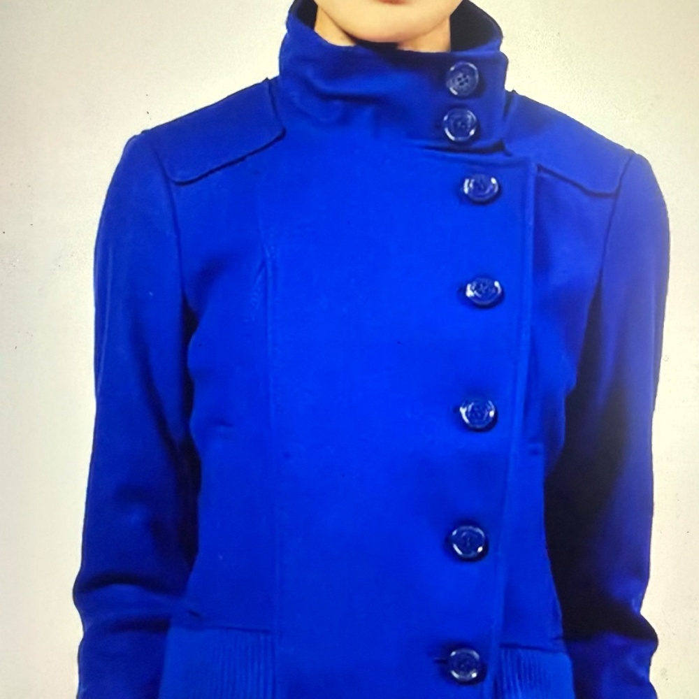 Kenneth Cole new york assymetric front buttons royal/navy blue jacket XS